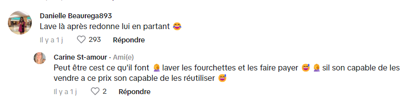 Une Québécoise furieuse contre un hôtel qui lui a facturé une fourchette en plastique