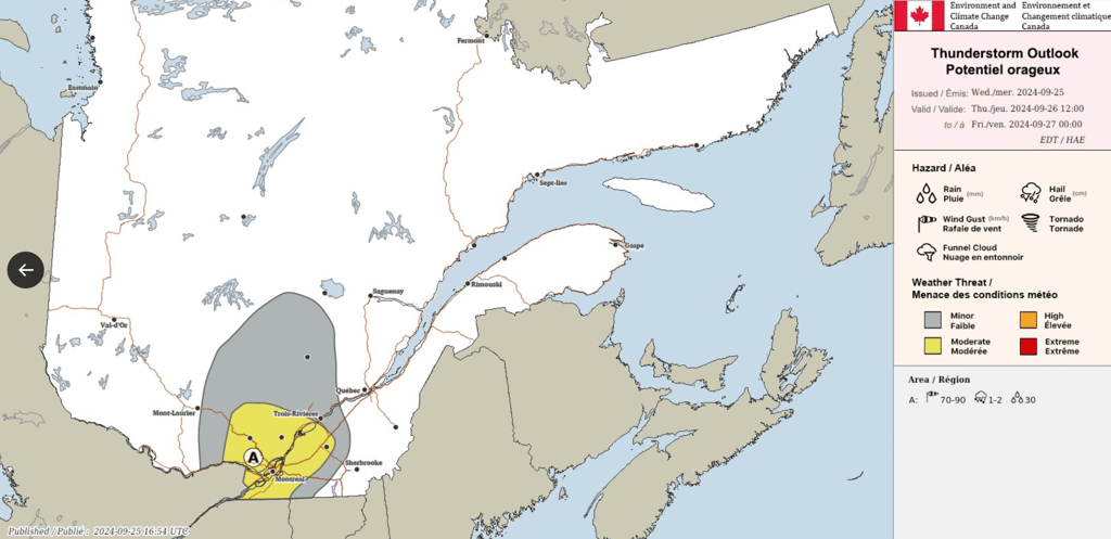 Des orages pourraient venir gâcher la nuit de sommeil de nombreux Québécois