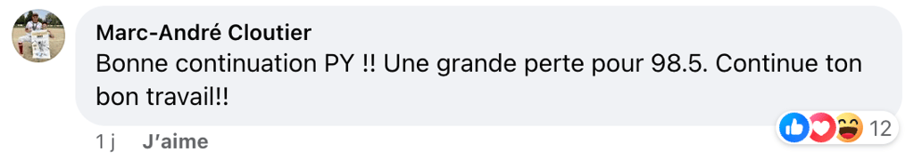 Un grand nombre de Québécois sont très déçus du départ de Pierre-Yves McSween et le font savoir