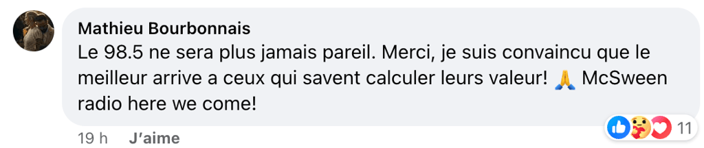 Un grand nombre de Québécois sont très déçus du départ de Pierre-Yves McSween et le font savoir