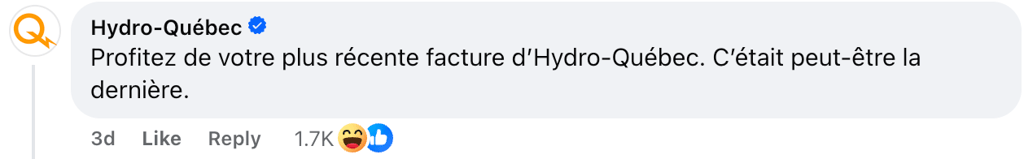 Hydro-Québec réplique à un Québécois qui traite ses employés d'épais.