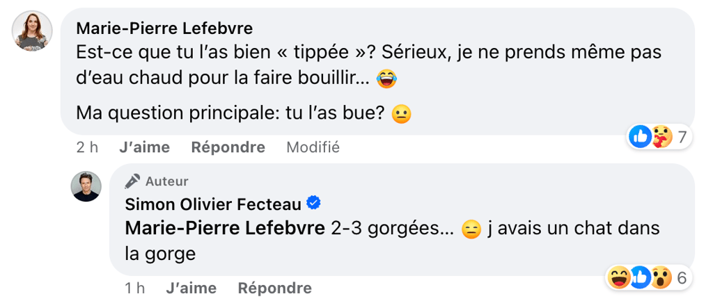 Simon Olivier Fecteau lance un gros débat sur l'eau chaude et les Québécois sont nombreux à réagir