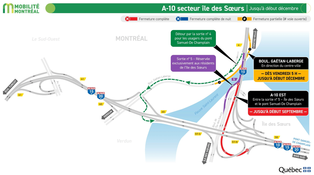 Fermeture complète d'une partie de l'autoroute 10 