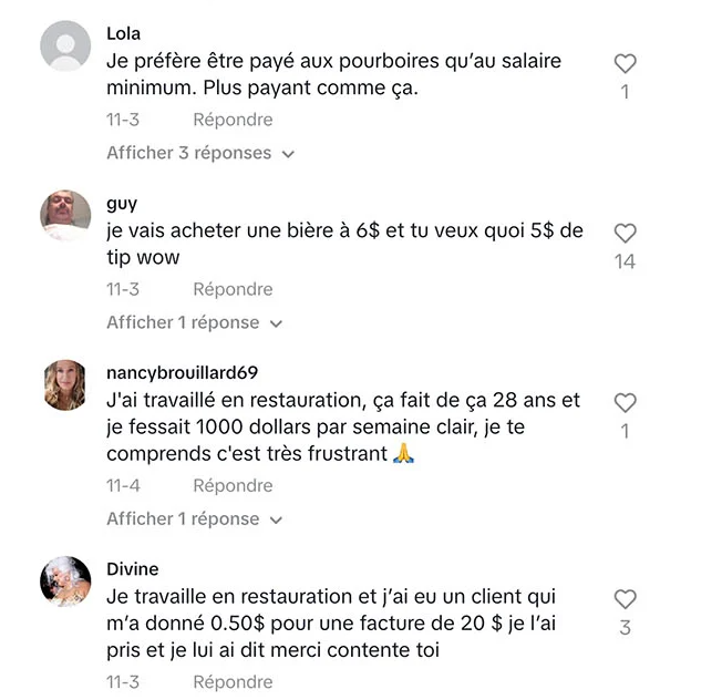 Une serveuse dit sa façon de penser aux clients qui ne laissent pas de pourboire dans une vidéo sans filtre