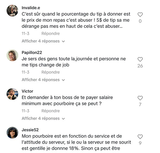 Une serveuse dit sa façon de penser aux clients qui ne laissent pas de pourboire dans une vidéo sans filtre