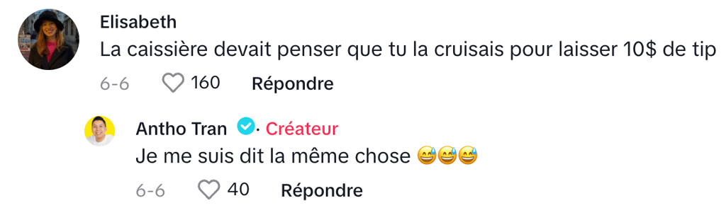 « Quand on donne pas de pourboire au resto, est-ce qu'on nous donne une plus petite portion ? »