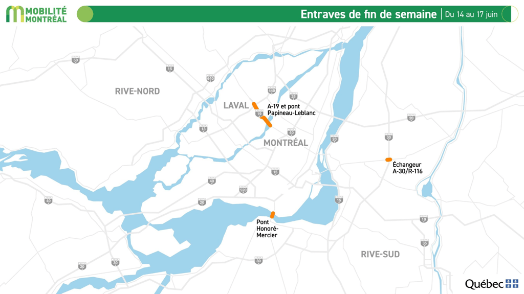 Voici les secteurs à éviter sur le réseau autoroutier du Québec ce weekend