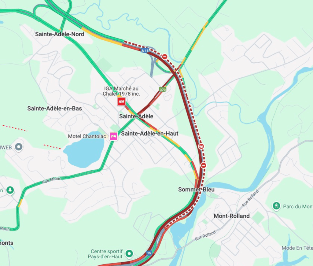 Fermeture d'une partie de l'autoroute 15 pour une durée indéterminée en raison d'un important accident