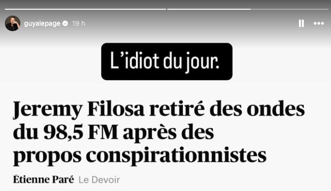 Guy A. Lepage réagit à la controverse entourant Jeremy Filosa et il est très cru dans ses paroles.