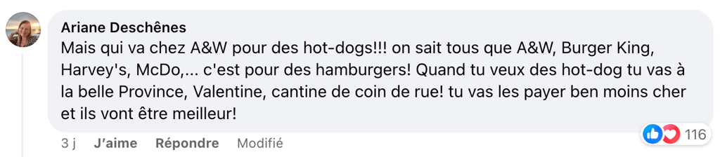 Une cliente capote en voyant sa facture après avoir acheté des hot-dogs chez A&W