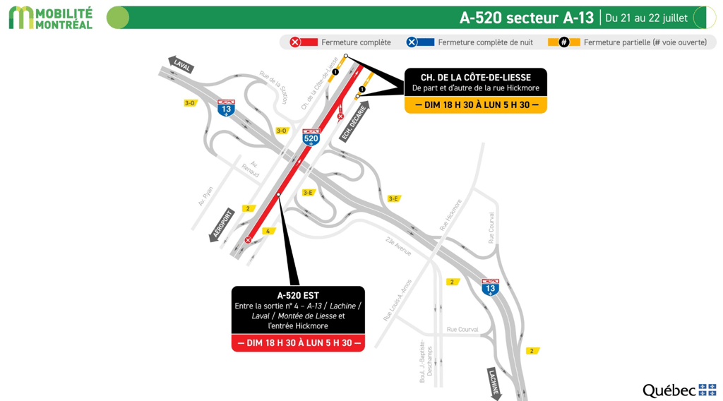 Une portion de l'autoroute 10 sera complètement fermée