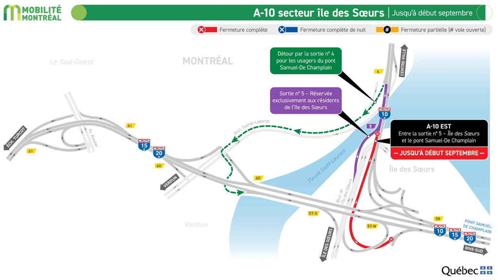 Une portion de l'autoroute 10 sera complètement fermée