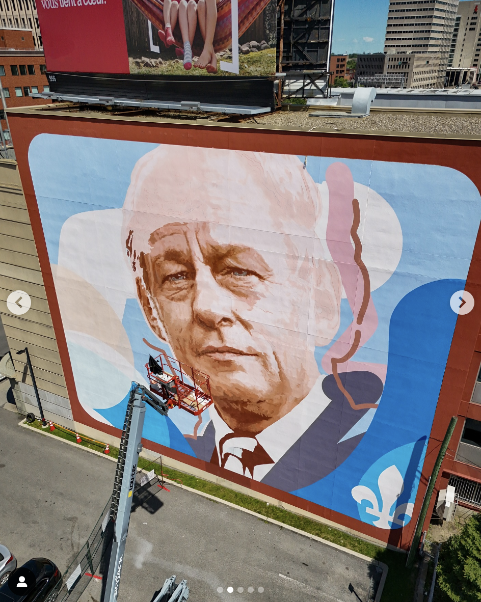 Voici les premières photos de la nouvelle murale consacrée à René Lévesque