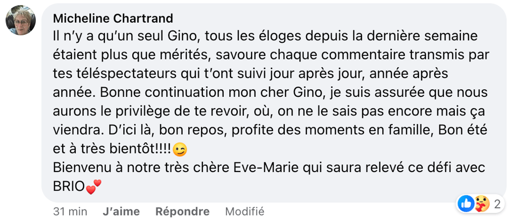 Josélito Michaud rend un vibrant hommage à Gino Chouinard et dit ce que tous les Québécois pensent