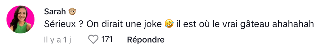 Une Québécoise achète un gâteau de fête à 60 $ et c'est un désastre quand elle le voit.