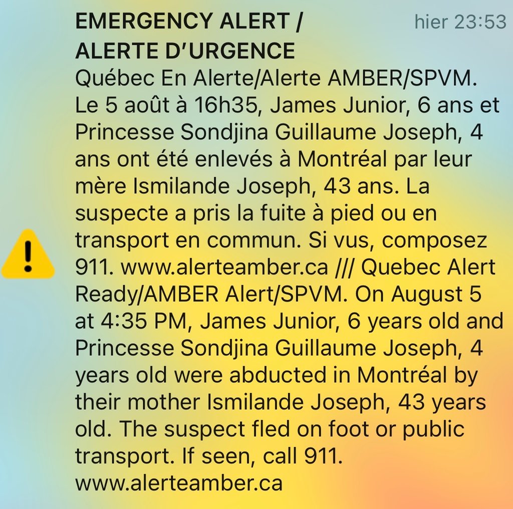 Voici ce que l'on sait sur l'Alerte Amber qui a réveillé de nombreux Québécois hier soir