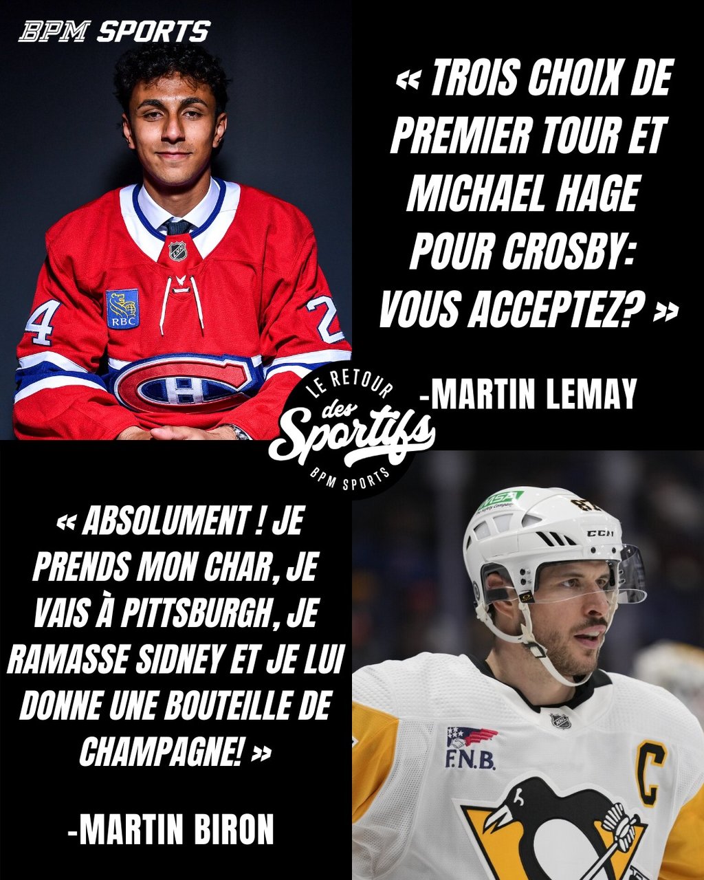 Martin Lemay propose une énorme transaction pour acquérir Sidney Crosby