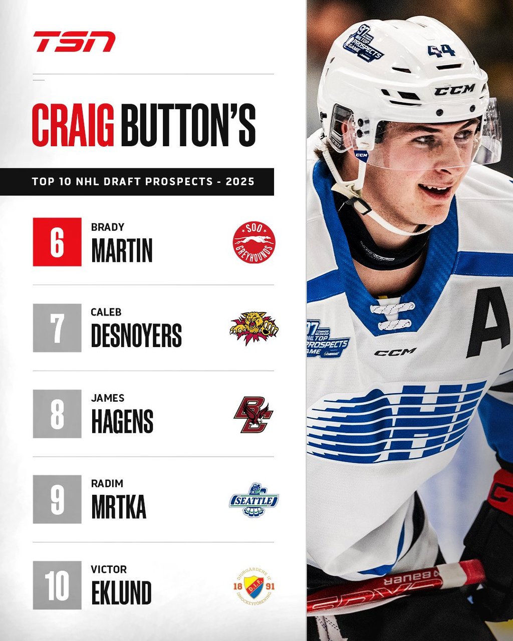 Craig Button sort sa liste en vue du repêchage et il y a quelques surprises
