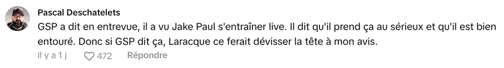 Georges Laraque est persuadé qu'il peut gagner contre Jake Paul