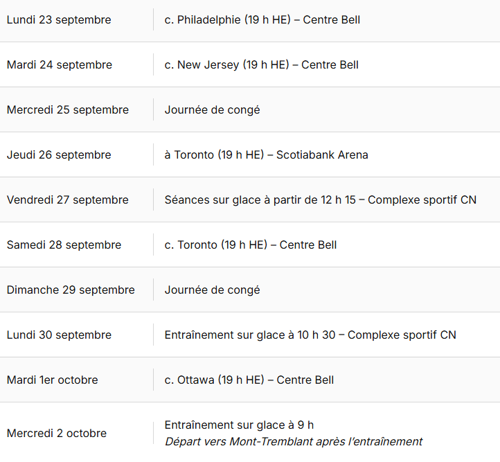 Changement à l'horaire du CH