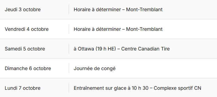 Changement à l'horaire du CH