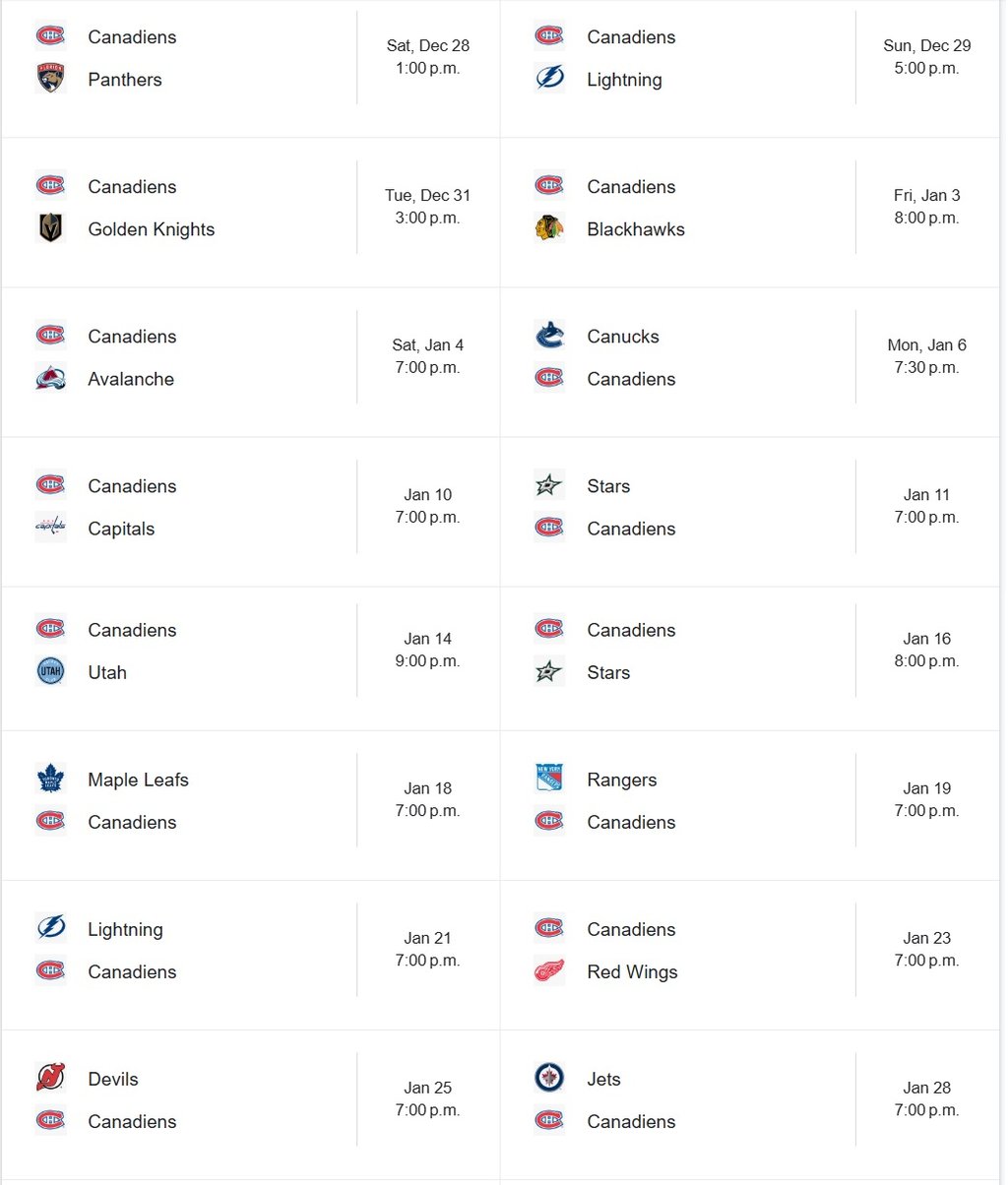 Le prochain mois s'annonce atroce pour le Canadien