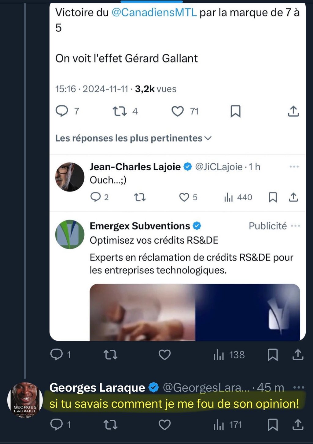 La tension est palpable entre Jean-Charles Lajoie et Georges Laraque