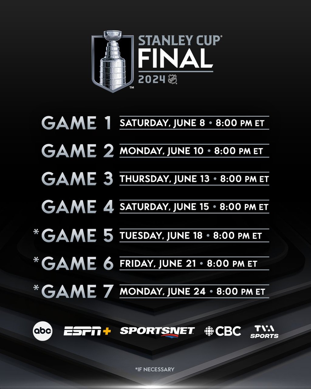 Voici l'horaire complet de la finale de la Coupe Stanley