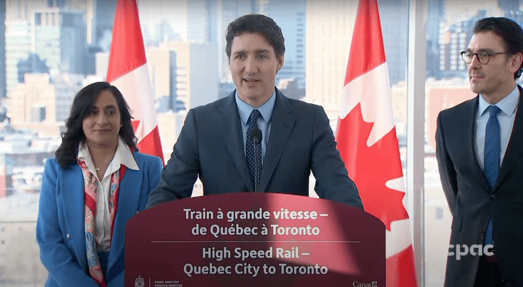 Justin Trudeau annonce la construction d’un TGV entre Québec et Toronto