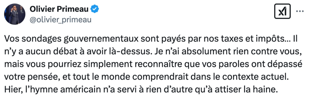 Échange tendu entre Olivier Primeau et Jean-Marc Léger sur le boycottage des États-Unis