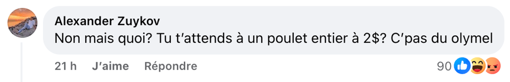 Des Québécois choqués par le prix d'un poulet Ricardo vendu dans un IGA