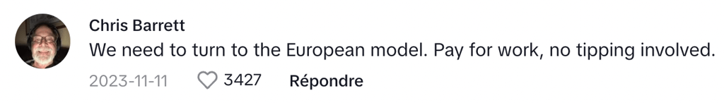 Un homme explique pourquoi il ne veut plus donner de pourboire nul part, y compris les restaurants.