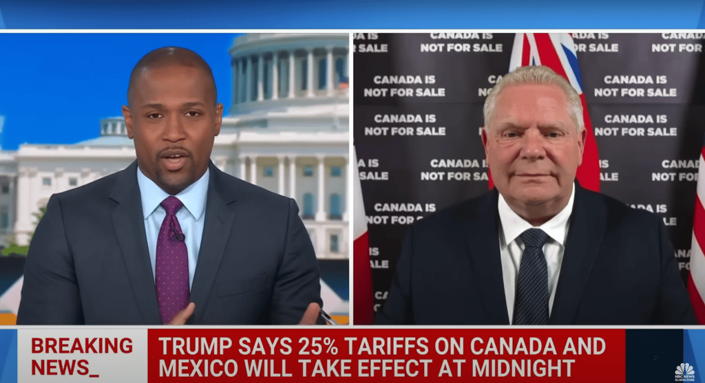 Doug Ford prêt à couper l'électricité aux Américains en réponse aux tarifs douaniers de Donald Trump