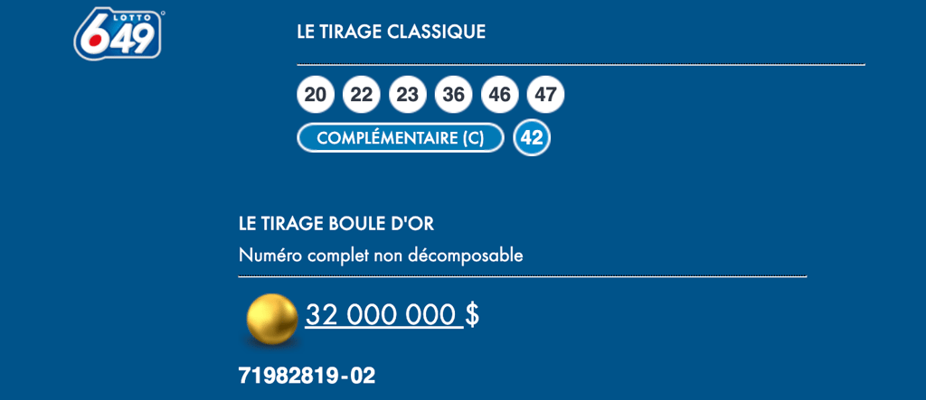 Le gros lot de 32 millions $ du Lotto 6/49 a été remporté au Québec