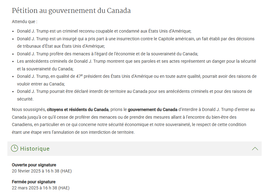 De nombreuses personnes signent une pétition pour interdire Donald Trump d’entrer au Canada