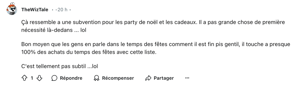 De nombreuses personnes furieuses à propos des produits concernés par le congé de TPS