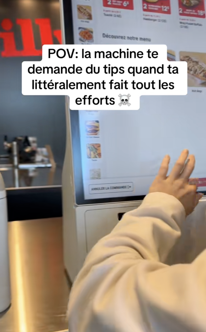 Une Québécoise choquée alors qu'une borne automatique lui demande du pourboire.