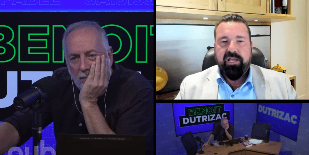 Benoît Dutrizac détruit les frites du StHubert pendant une entrevue