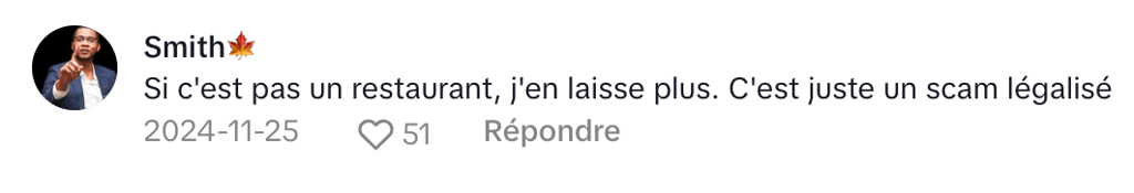 Un Français n’en peut plus des pourboires au Québec après une mésaventure dans une boulangerie