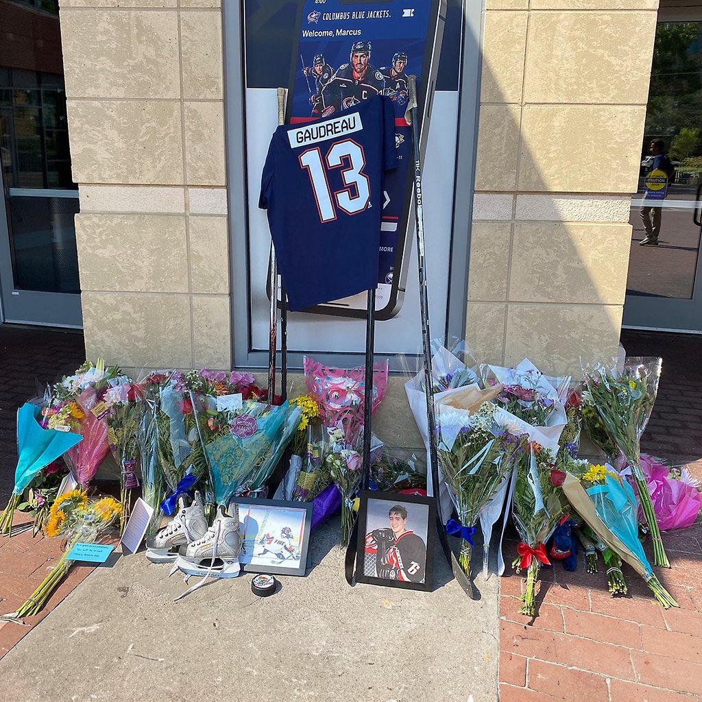 Fans gather at Nationwide Arena and Saddledome for vigils for Johnny Gaudreau