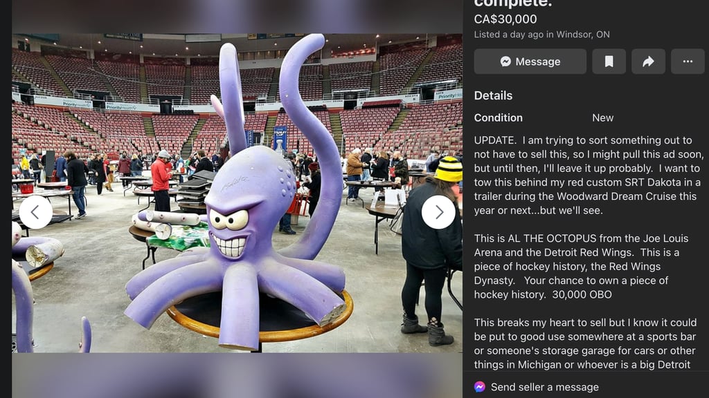 Fan selling “Al the Octopus” from Joe Louis Arena for hefty price! 