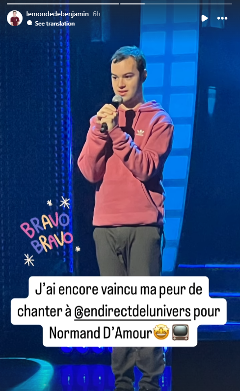 Benjamin Gratton confronte sa peur de chanter pour Normand D'amour à En direct de l'univers