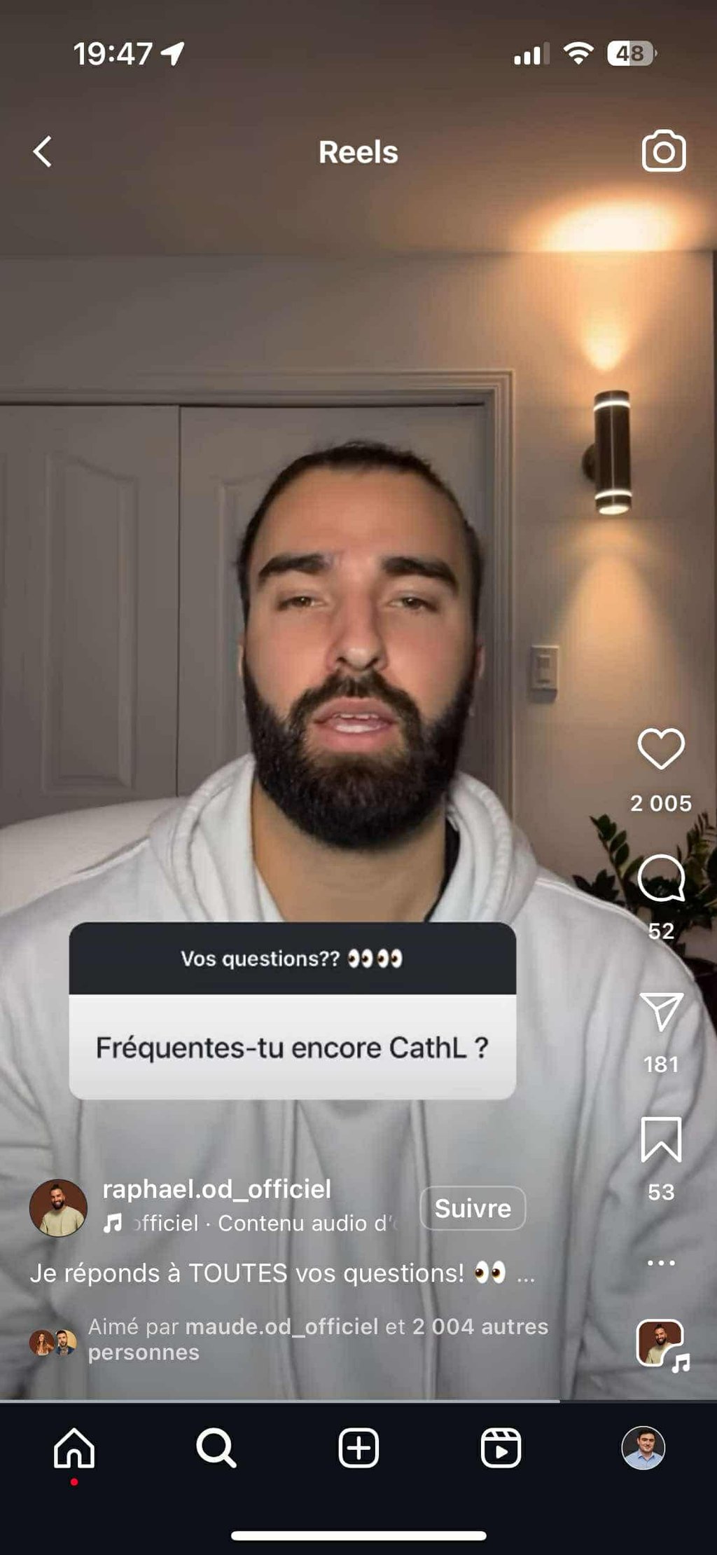 Raphaël d'Occupation Double confirme que c'est terminé avec Catherine L.