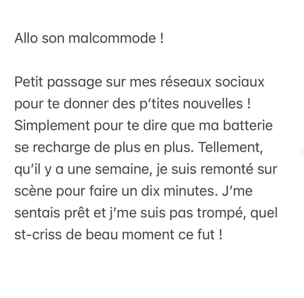 Sam Breton brise le silence et parle de sa santé après avoir pris une pause professionnelle