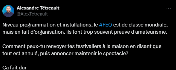 Confusion totale autour d’un spectacle du Festival d'été de Québec