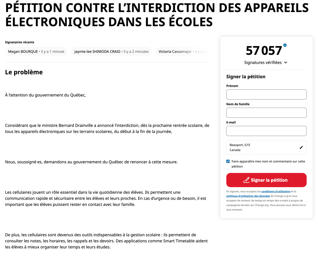 Simon Olivier Fecteau interdirait les cellulaires au travail
