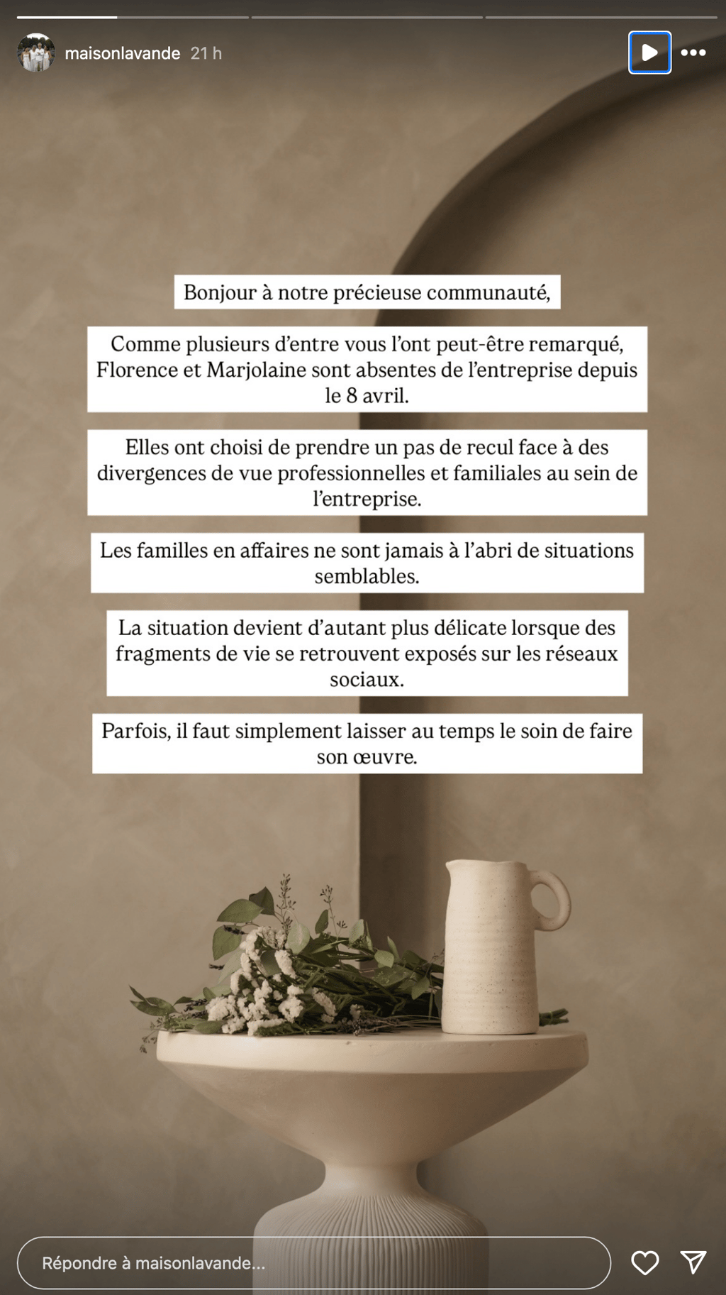 La Maison Lavande fait le point au sujet des tensions internes dans l’entreprise