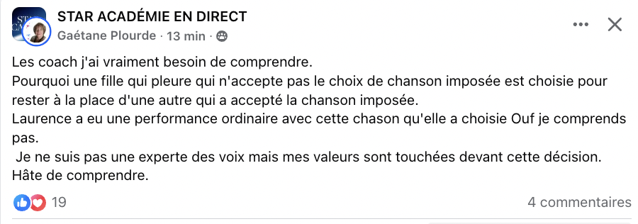 Véritable commotion à Star Académie après l'annonce de l'élimination de Zoey