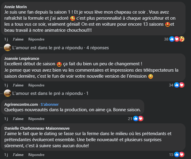 Un changement dans L'amour est dans le pré fait le bonheur des téléspectateurs