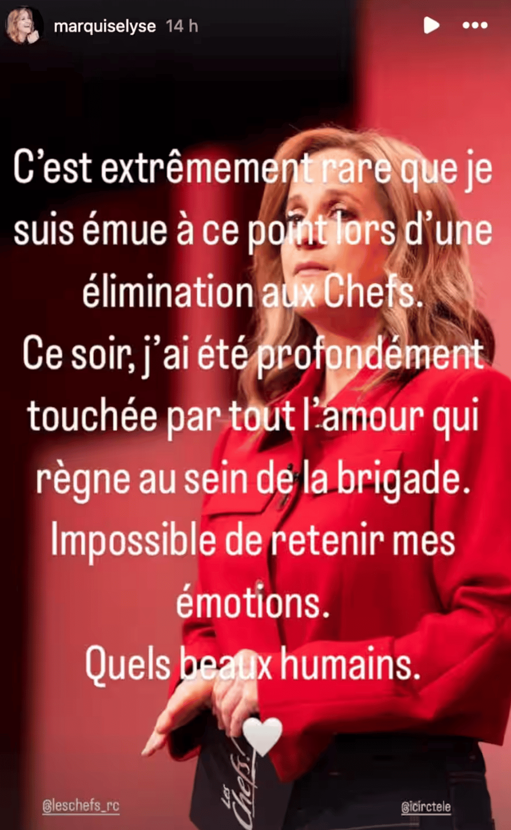 Élyse Marquis se dit «profondément touchée» par un moment marquant à « Les Chefs »